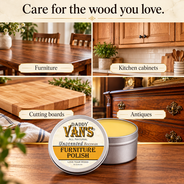 Daddy Van's All Natural Unscented Beeswax Furniture Polish - 6 Ounce Tin