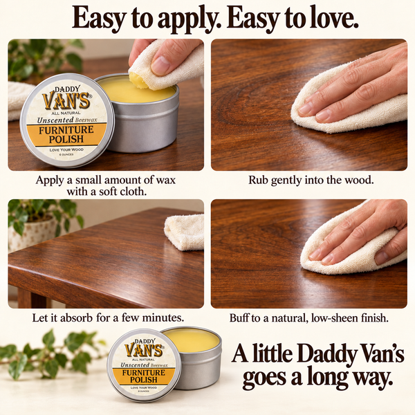 Daddy Van's All Natural Unscented Beeswax Furniture Polish - 6 Ounce Tin