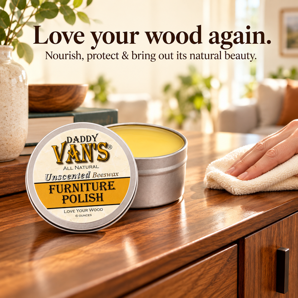 Daddy Van's All Natural Unscented Beeswax Furniture Polish - 6 Ounce Tin