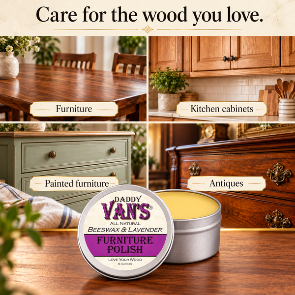 Daddy Van's All Natural Beeswax & Lavender Furniture Polish - 6 Ounce Tin