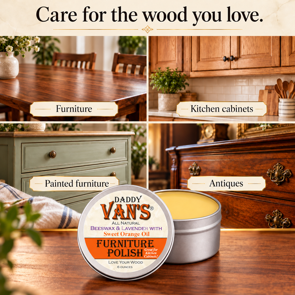 Daddy Van's All Natural Beeswax with Sweet Orange Oil & Lavender Furniture Polish - 6 Ounce Tin