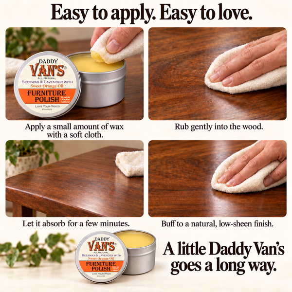 Daddy Van's All Natural Beeswax with Sweet Orange Oil & Lavender Furniture Polish - 6 Ounce Tin