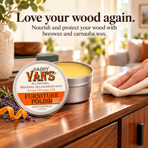 Daddy Van's All Natural Beeswax with Sweet Orange Oil & Lavender Furniture Polish - 6 Ounce Tin