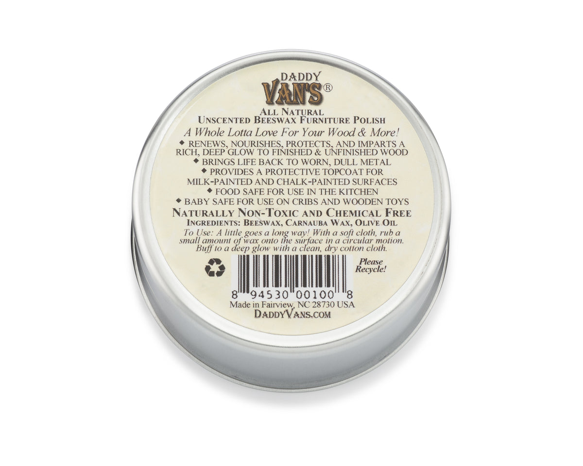 Daddy Van's Cera D'Api Naturale Per Mobili – Lucidante Per Legno Non Tossico, Senza Profumo, 100% Naturale