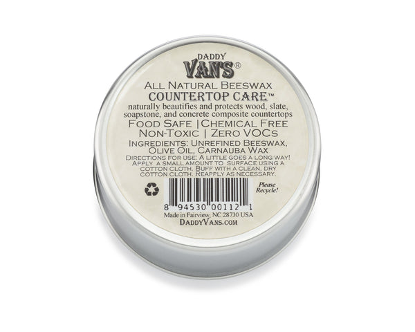 Daddy Van's All Natural Beeswax Countertop Care for Soapstone, Slate, Concrete Composite and Butcher Block Counter Tops